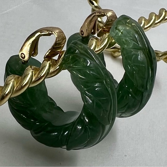 Avon Jewelry - 1982 Vintage Avon Floral Hoop Green Clip On Earrings